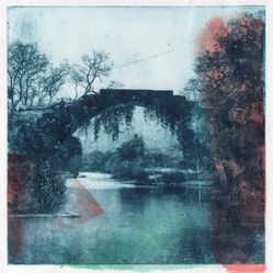 Yulong bridge, photogravure and chine-collé